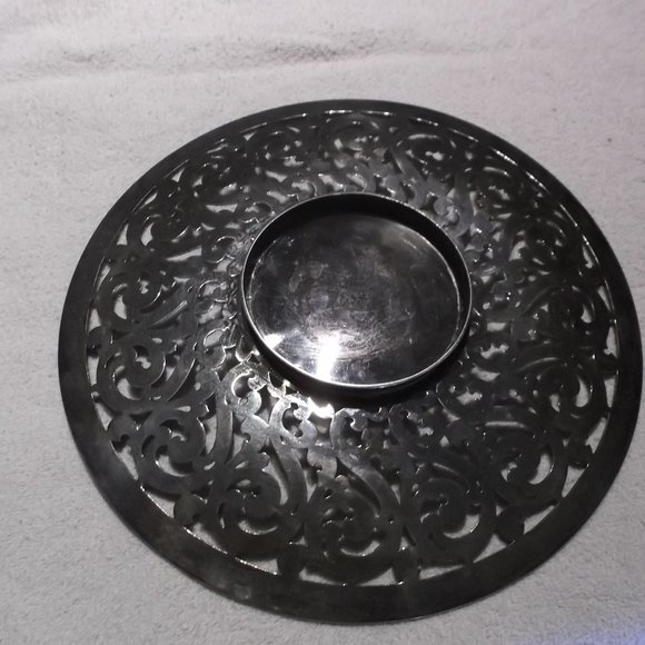 Silver Floral Plate Vintage - Picture 2 of 3